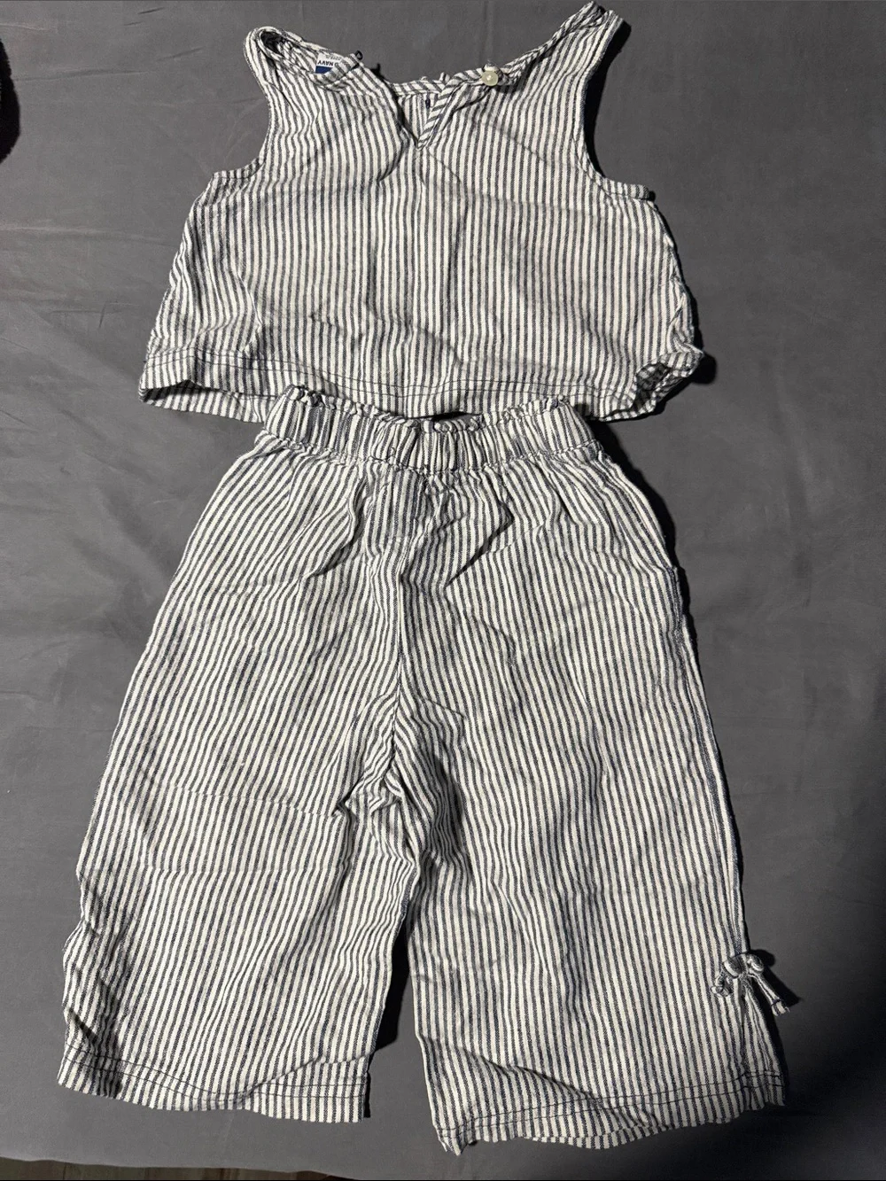 Old Navy toddler Blue & White Striped Tank Top with Wide Leg Pants